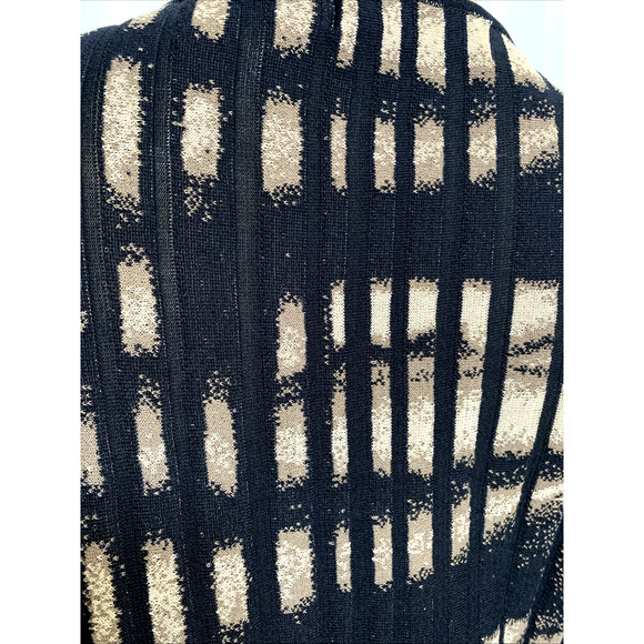 Aldomartins Blazer Jacket Cardigan Knit Long Sleeve Black Brown Striped Button M - Picture 6 of 7
